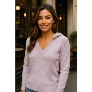 Gap Lavender V Neck Sweater Hoodie Knit Cozy Buttery Soft Lounge Minimalist L